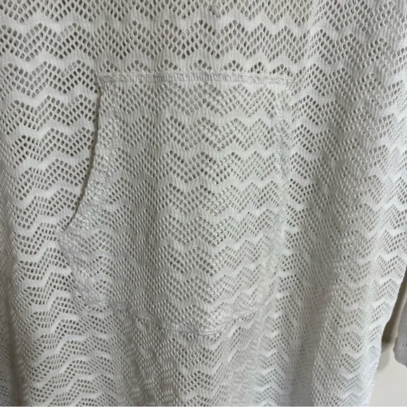 prAna Luiza Swimsuit Cover-Up Hooded Tunic White Chevron Pocket Size Small - Picture 2 of 10